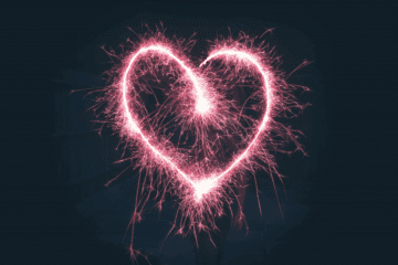 A heart lit by sparklers