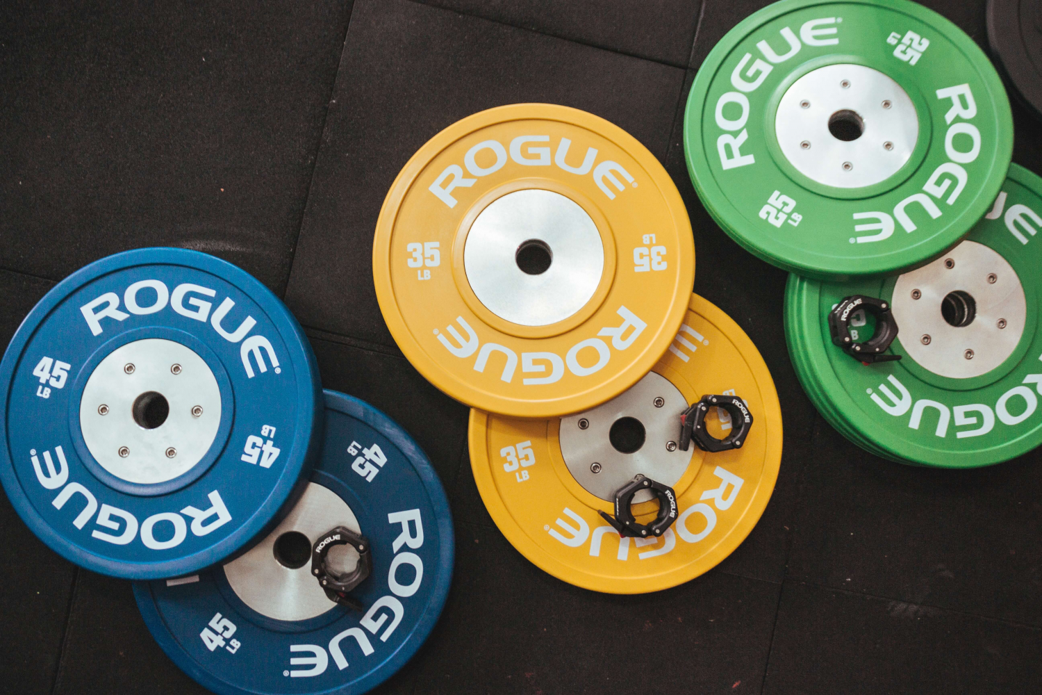 Weights in a gym.